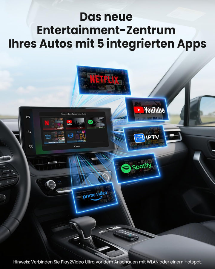 OTTOCAST Play2Video Ultra, 3-in-1 AI Box für Netflix/YouTube/Prime Video Streaming, Kabelloses CarPl