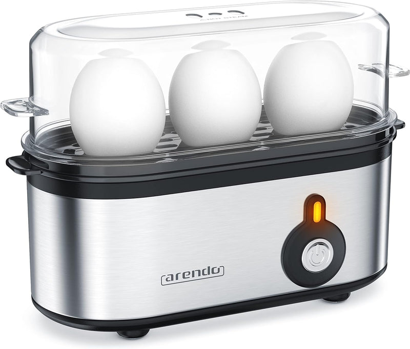 Arendo - Edelstahl Eierkocher Threecook - Egg Cooker - EIN AUS-Schalter - Wählbarer Härtegrad - 210