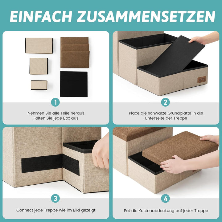 Hundetreppe für Kleine Hunde mit Stauraum, Breite Haustiertreppe Faltbare für Bett und Couch, Hunder