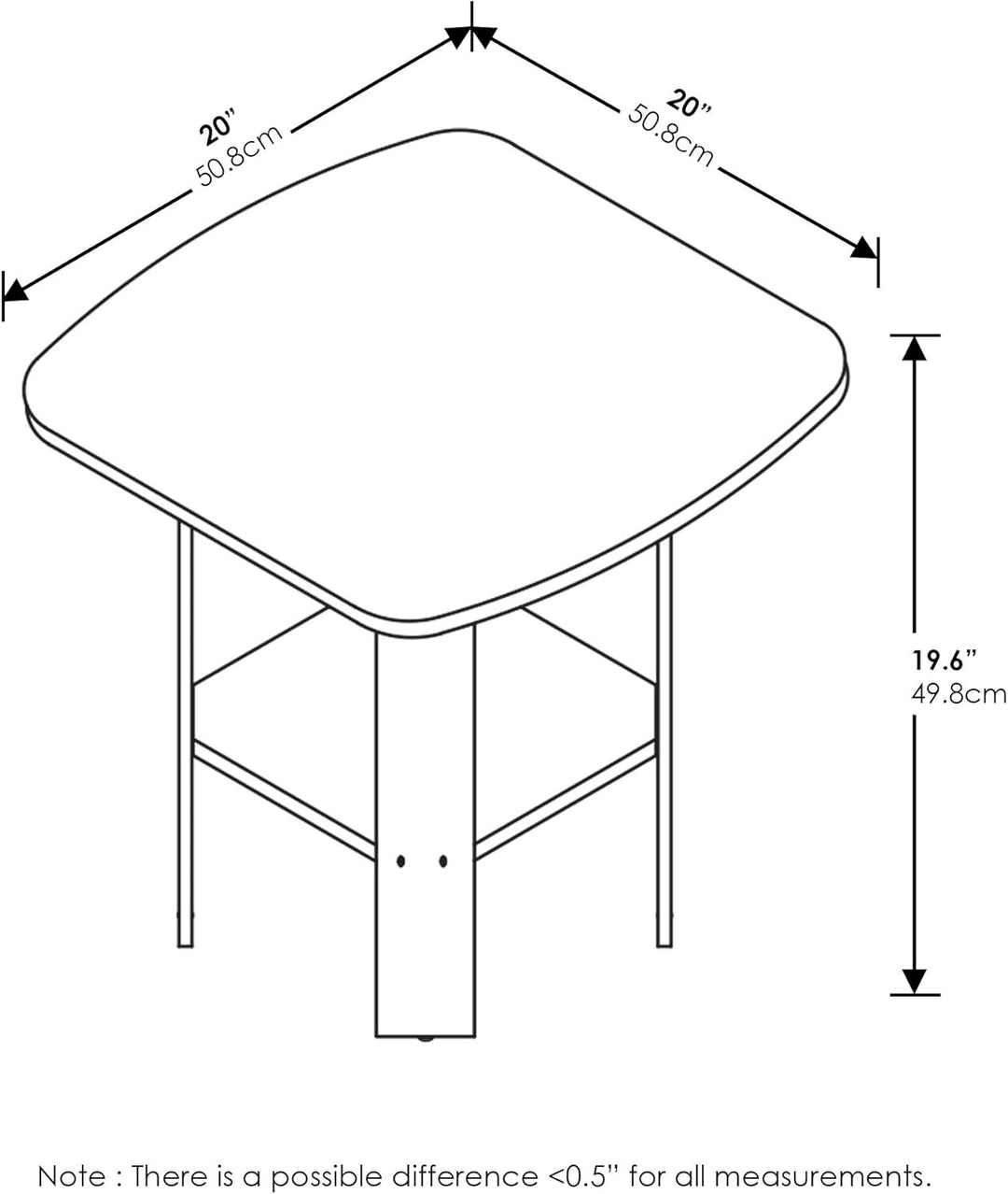 Furinno Simple Design Beistelltisch, holz, Französische Eiche grau, 50.8 x 50.8 x 49.78 cm 2er Set F