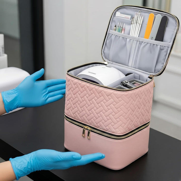 Nagellack Organizer Tasche, Doppelschicht Nagellack Aufbewahrung Box, Grosser Nagelkoffer für Nageld