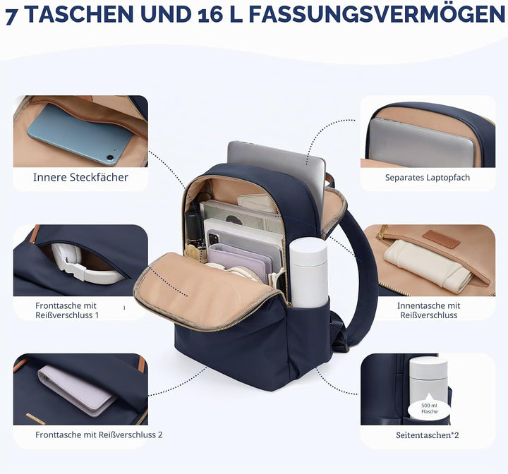 Rucksack Damen, Grosser Laptop Rucksack 14 Zoll Schulrucksack Laptoptasche mit Anti Diebstahl Backpa