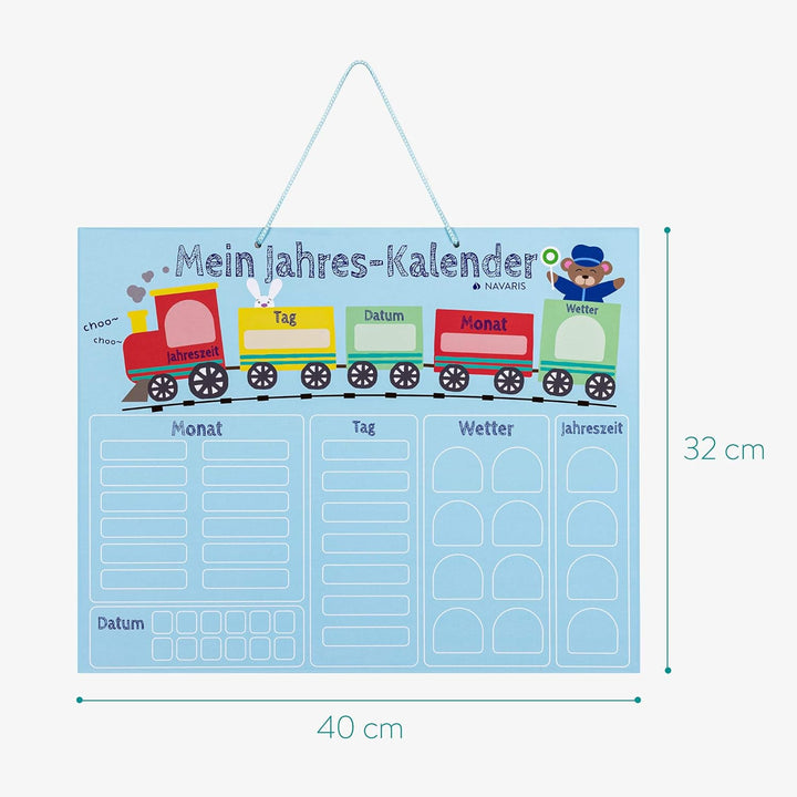 Navaris Kalender Tafel für Kinder - Lerntafel Jahreszeiten Uhr - Magnet Spiel Lernuhr - Kinderkalend