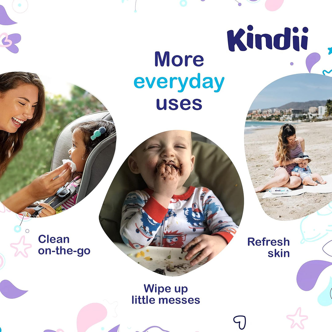 Kindii Feuchttücher Pure Water 99% – (12x60 Stück) Feuchttücher für Babys und Kinder – unparfümiert,