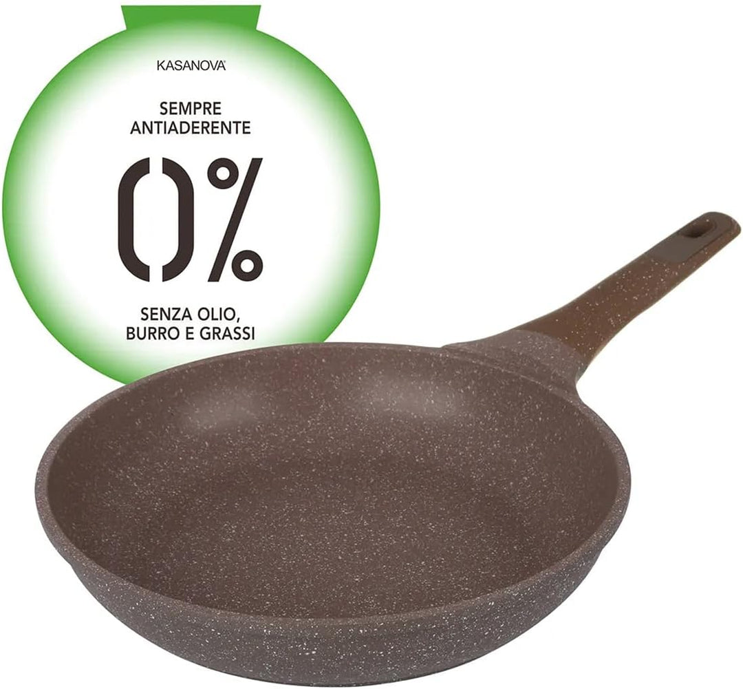 KASANOVA, beschichtete Pfanne 0% Fett, Pfanne für Induktion und alle Kochfelder, mit rutschfestem Gr