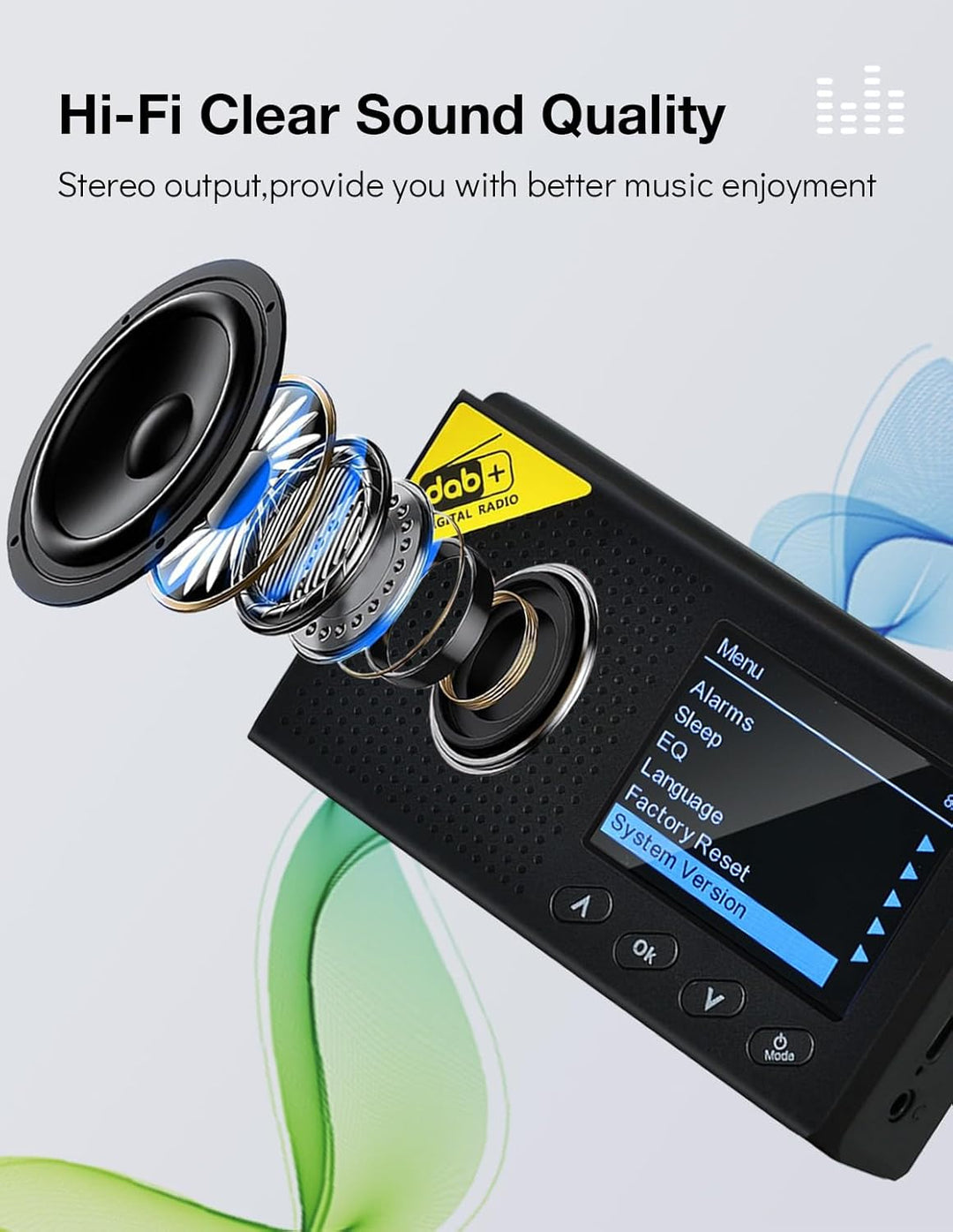 Tragbares DAB Radio, DAB Plus Radio kleine, Bluetooth,USB-C Betrieben & Wiederaufladbarer Akku | 12