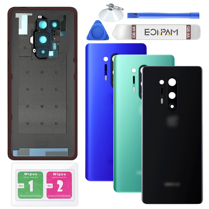 Eonpam Akkudeckel für OnePlus 8 Pro Rückseite Glas Original Backcover Back Glas Ersatz Reparatur Set