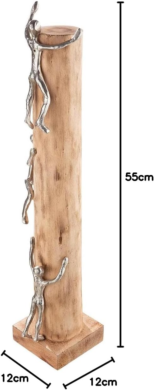 GILDE Deko Skupltur aus Holz/Aluminium - Kletterer - Bergsteiger - hoch hinaus - naturfarben- Höhe 5