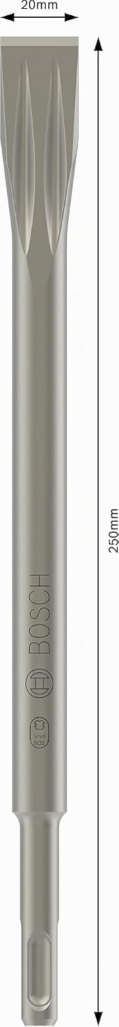 Bosch Professional Flachmeissel Long Life SDS-plus (5 Stück) 250 x 20 mm Black, 250 x 20 mm Black
