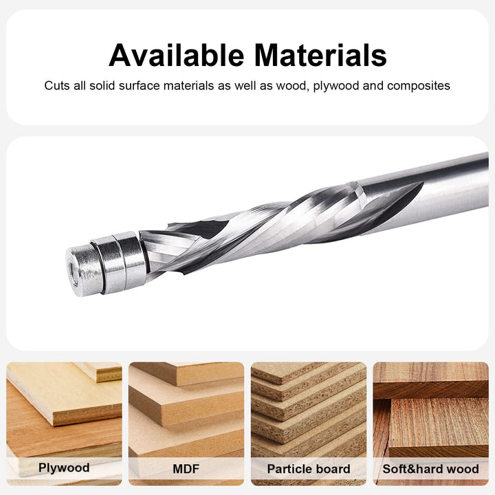 SpeTool Bündigfräser 8mm Schaft Up&Down Kopierfräser für Oberfräse Kompressions 32mm Schnittlänge Ex