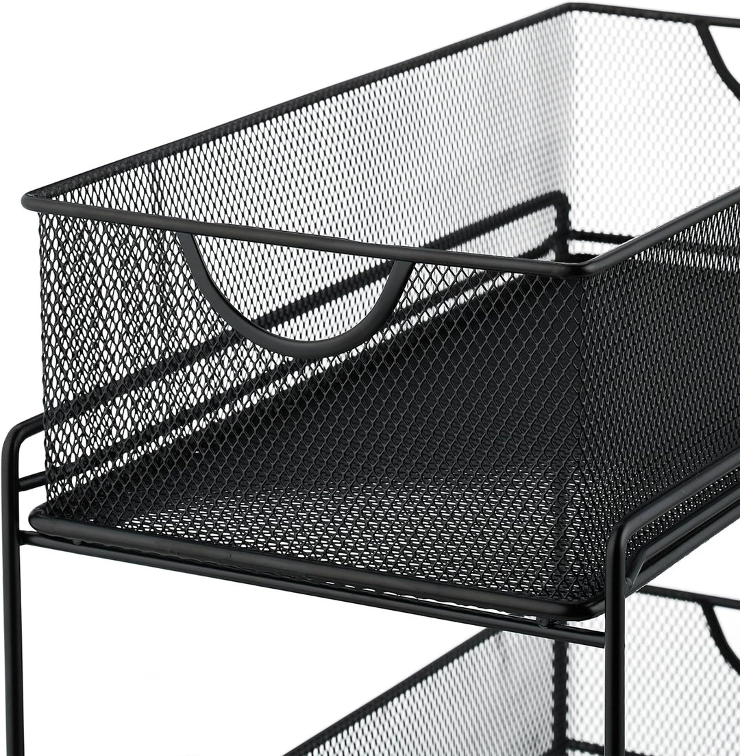 Relaxdays Küchen, 2 Ausziehkörbe, Etagenregal aus Metall, H x B x T: 32 x 19 x 35,5 cm, Bad Organize