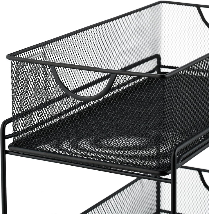 Relaxdays Küchen, 2 Ausziehkörbe, Etagenregal aus Metall, H x B x T: 32 x 19 x 35,5 cm, Bad Organize
