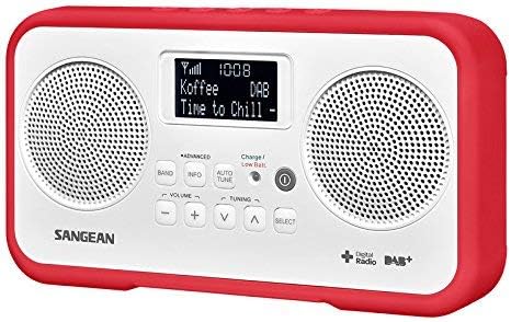 Sangean DPR-77 tragbares DAB+ Digitalradio (UKW-Tuner, Batterie/Netzbetrieb) weiss/rot, weiss/rot