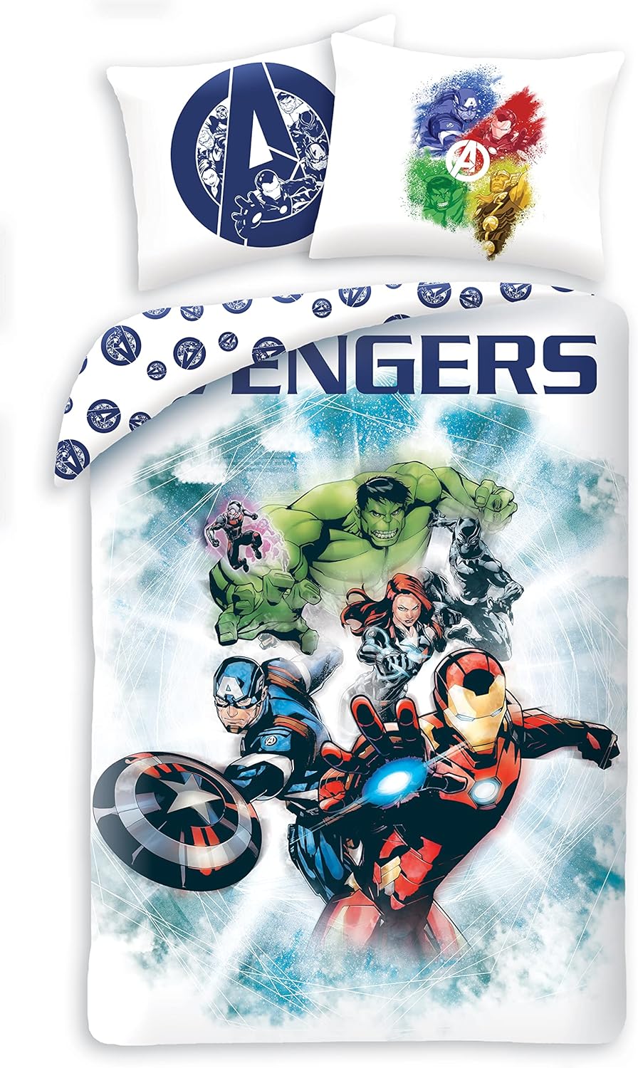 Halantex Avengers komplet pościeli bawełnianej, poszewka NA kołdrę 140 x 200 cm, poszewka NA poduszk