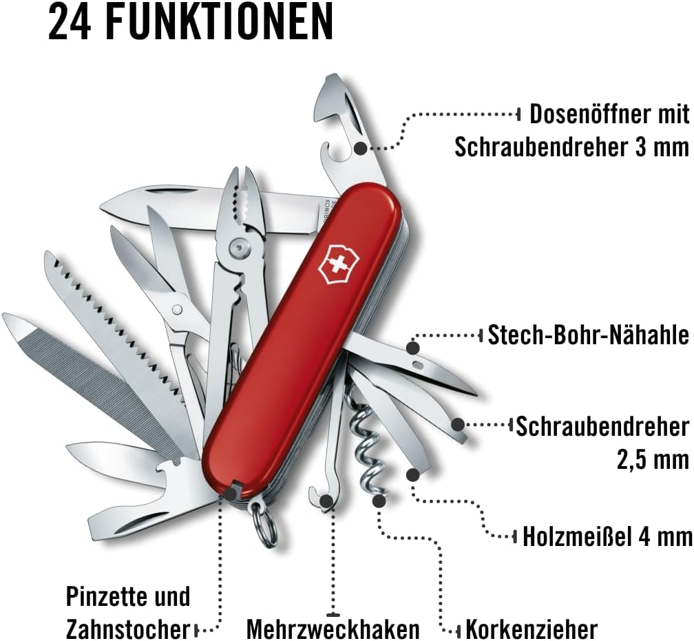 Victorinox Schweizer Taschenmesser Handyman, Swiss Army Knife, Multitool, 24 Funktionen, Klinge, Kor