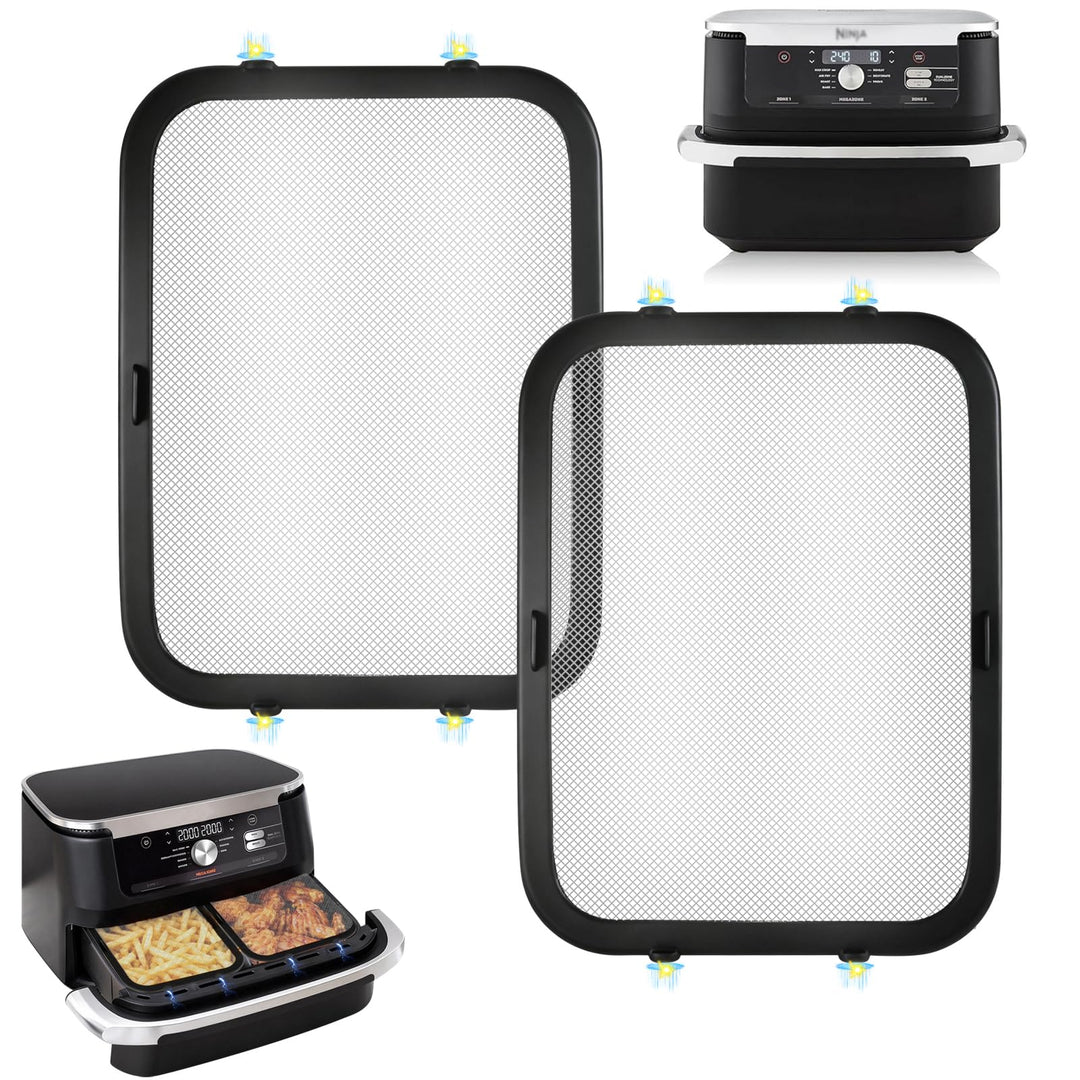 2 Stück Edelstahl Spritzschutz Heissluftfritteuse Zubehör für Ninja Foodi FlexDrawer Dual Zone AF500