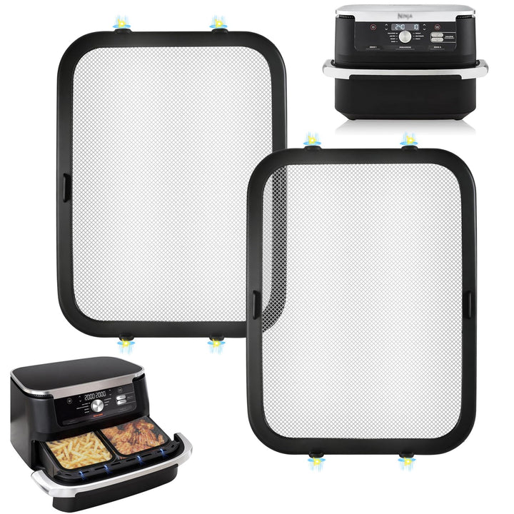 2 Stück Edelstahl Spritzschutz Heissluftfritteuse Zubehör für Ninja Foodi FlexDrawer Dual Zone AF500