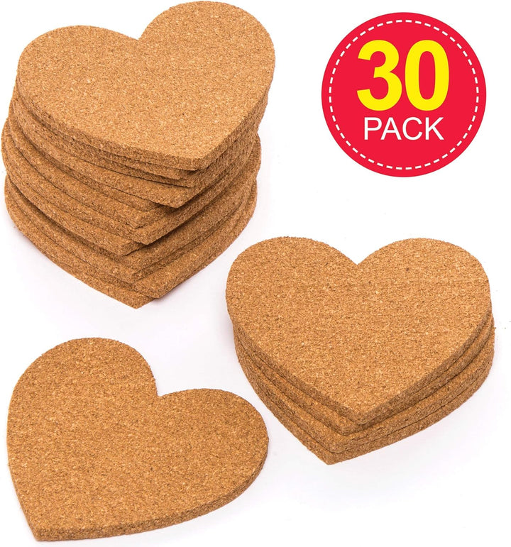 Baker Ross Grosspackung Kork-Untersetzer „Herz“ (30 Stück) – Bastelidee zum Valentinstag oder Mutter