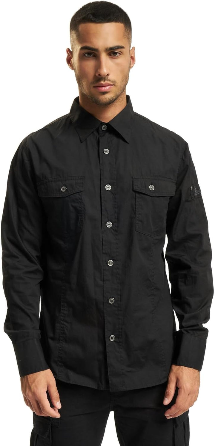 Brandit Men Slim Shirt Herren Hemd 4005 S Schwarz, S Schwarz