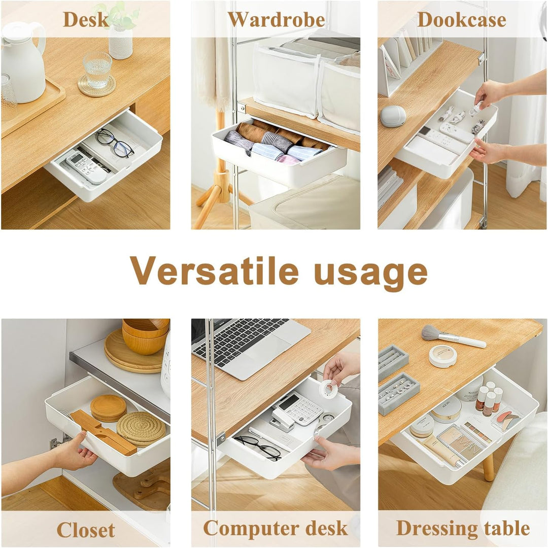 FRETONBA Schublade unter Schreibtisch, Aufbewahrungsbox, Selbstklebende Organizer für Büro, Versteck