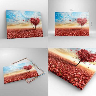 Bilder auf Leinwand 100x70cm Leinwandbild Abstraktion Herbst Baum Blatt Gross Wanddeko Bild Schlafzi