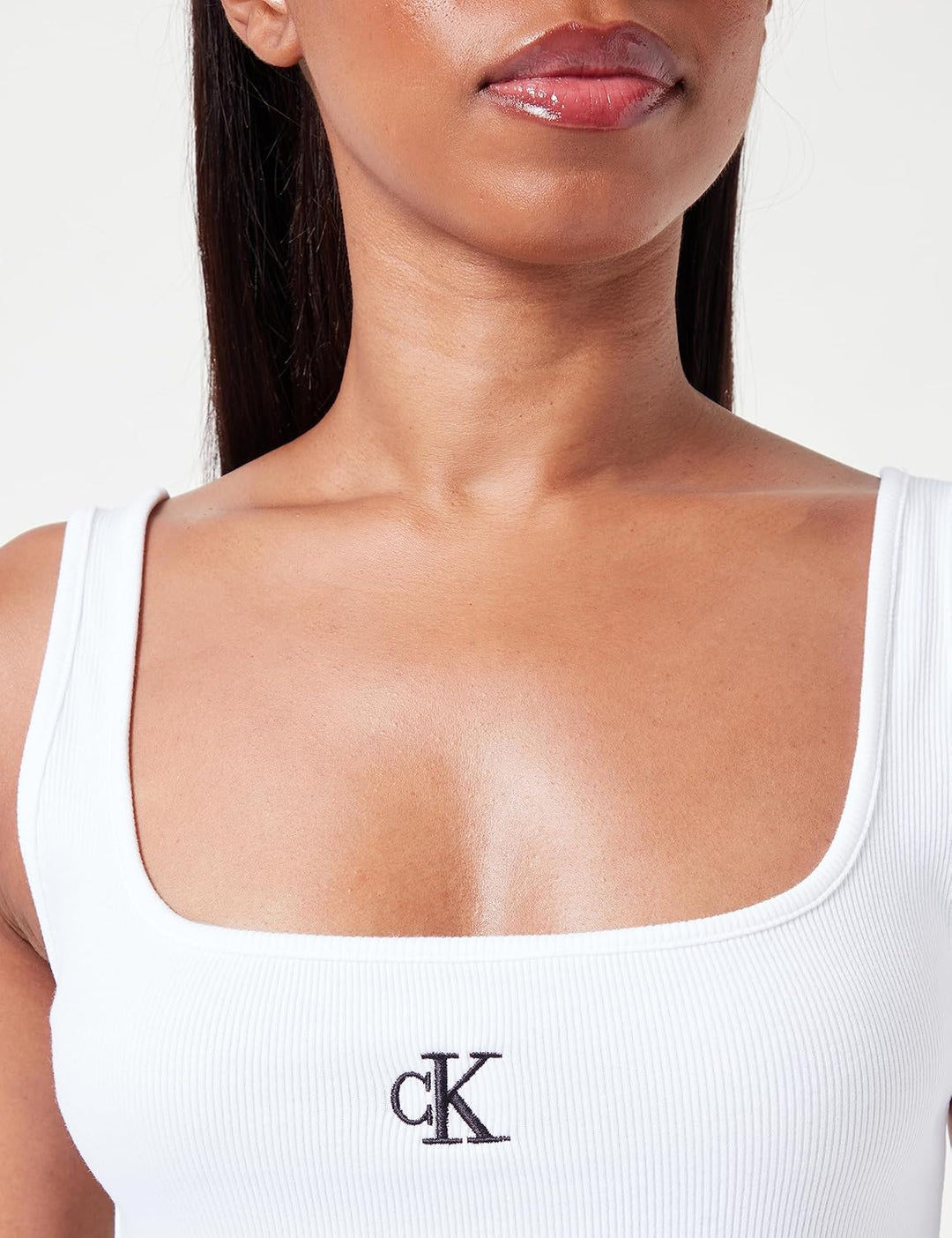Calvin Klein Damen Tank Top Ck Rib Tank Top Rundhalsausschnitt XL Weiss (Bright White), XL Weiss (Br