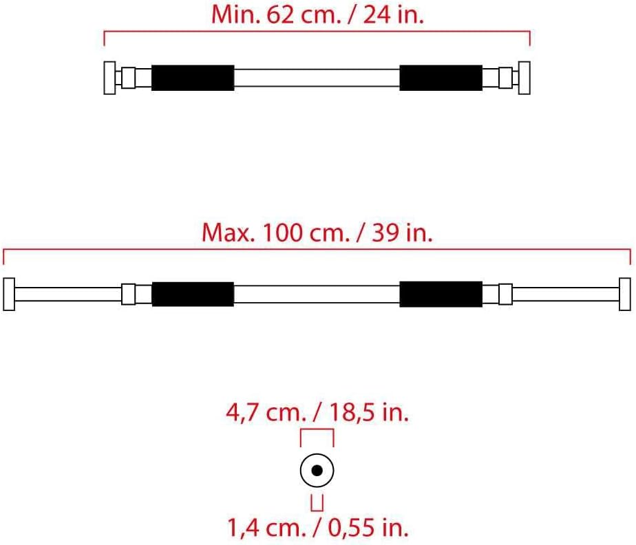 OcioDual Heimtrainer Reckstange Türstange Türreck Klimmzugstange Trainer Bauchtrainer 90cm Schwarz,