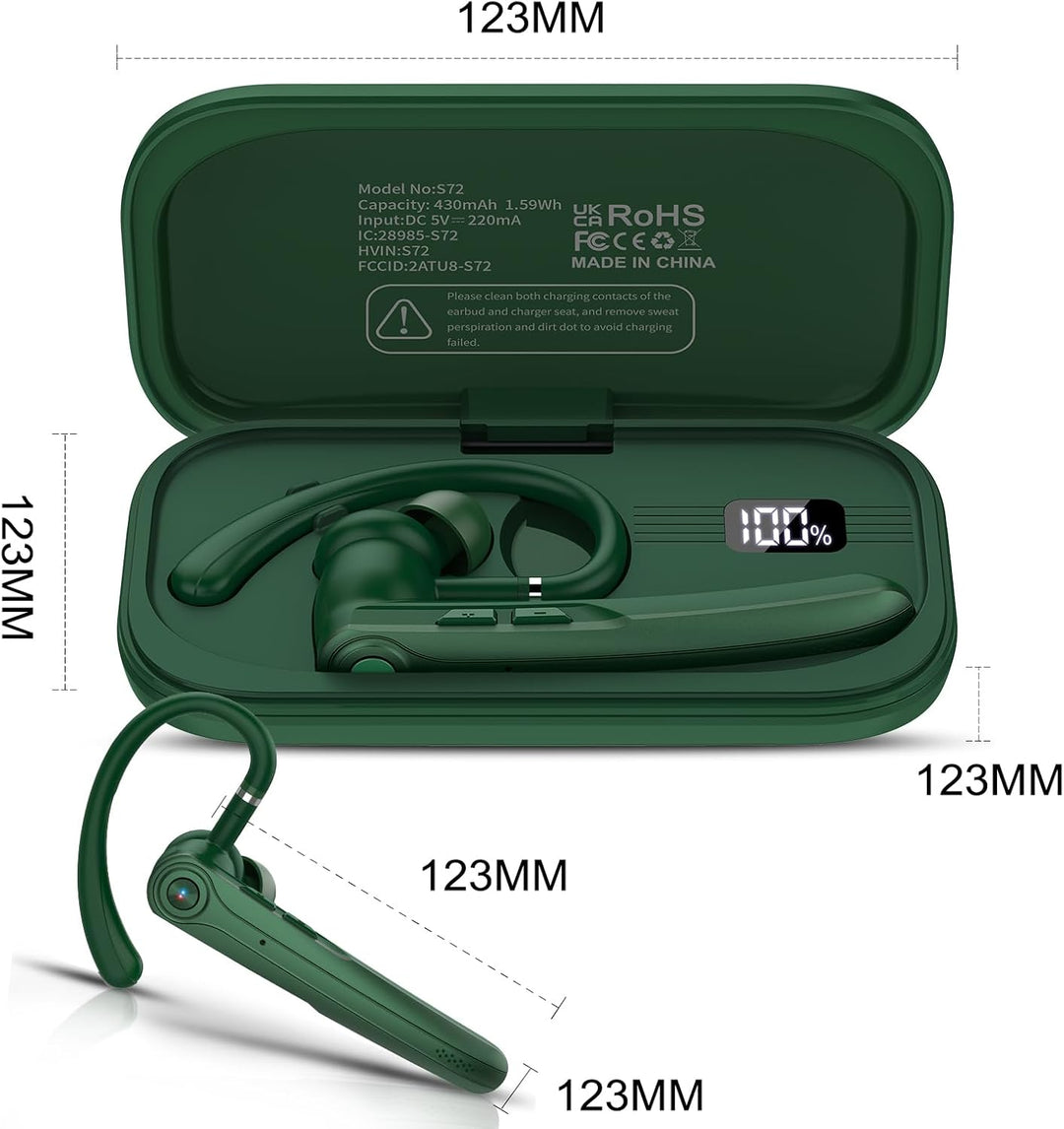 Bluetooth Headset V5.4 Wireless Freisprech Telefon mit CVC 8.0 und ENC Dual Mikrofon, Bluetooth Ohrh