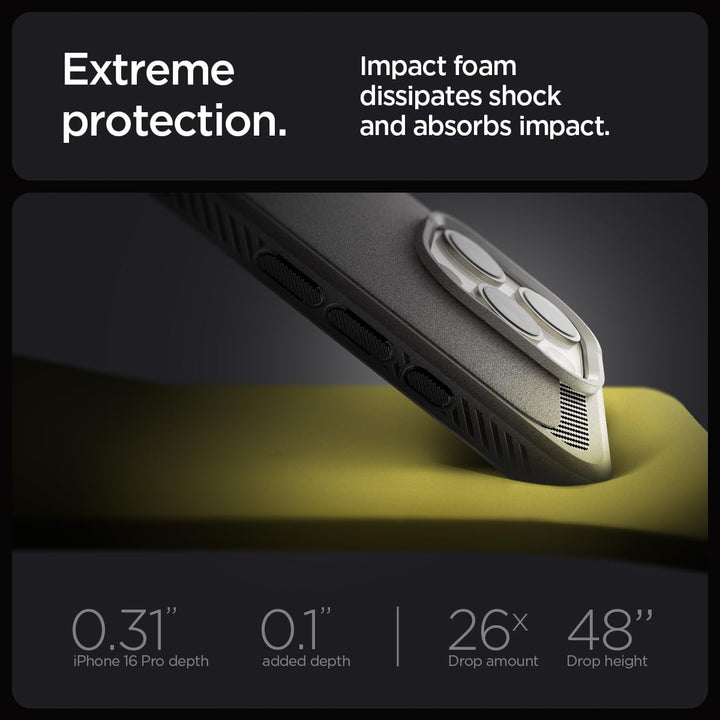 Spigen Rugged Armor MagFit Hülle für iPhone 16 Pro, Kompatibel mit MagSafe Zubehör -Grau