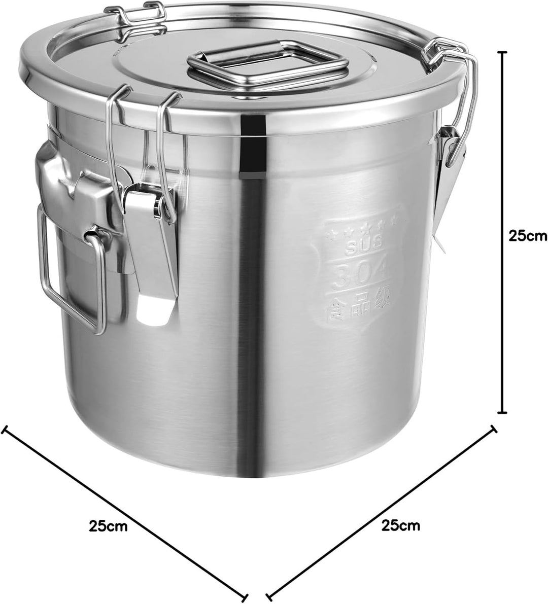 12 L Reisspender Edelstahl 304 Müslispender Eimer mit Deckel Vorratsbehälter Set Küche mit Luftdicht