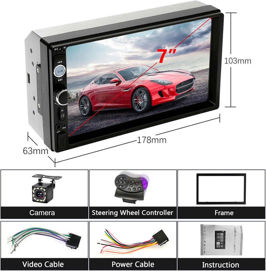 Hodozzy 2 Din Autoradio Bluetooth, Doppel Din Auto Stereo/Audio 7 Zoll Touchscreen MP5 Multimedia Ra
