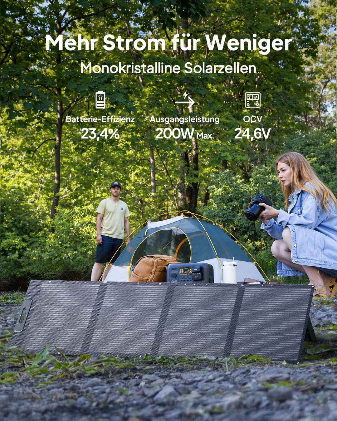 BLUETTI 200W Solarpanel, Tragbares Solarmodul für Powerstation EB3A AC2A AC50B AC70 AC180 AC200L AC3