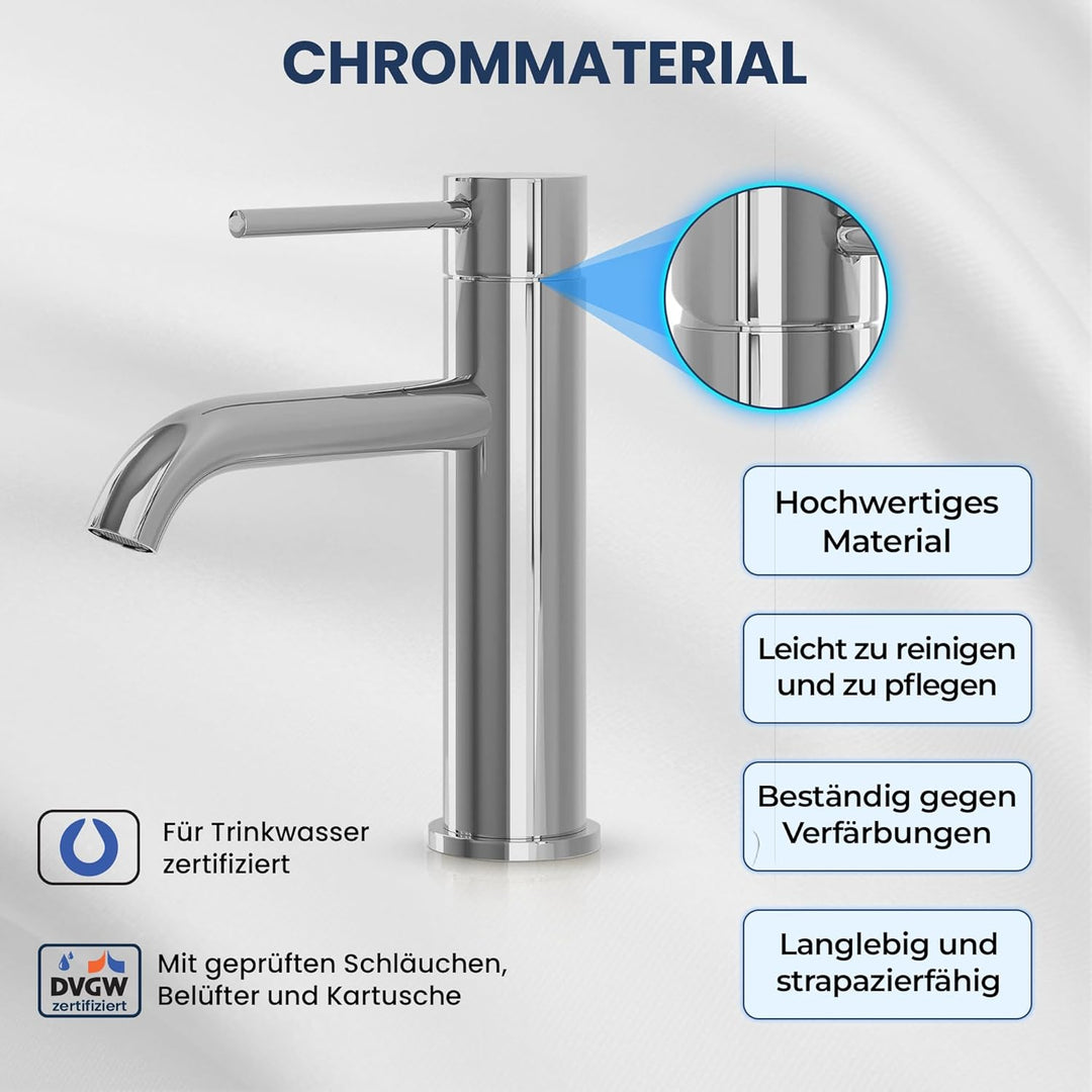 Søvang Wasserhahn Bad – Waschtischarmatur 18,3 cm, Waschbeckenarmatur Chrom, Anti-Fingerprint & Einf