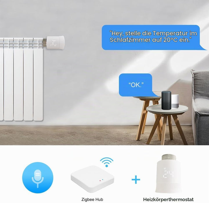 KETOTEK Smartes Heizkörperthermostat WLAN, Zigbee Thermostat Heizung Smart mit Tuya APP, Alexa &amp; Goo