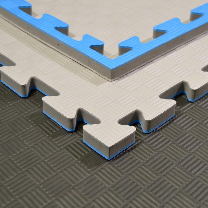 Set: Kampfsportmatten Wendematte Regular Edition VERZAHNT / 100 x 100 x 2cm / blau-grau 9er Pack, 9e