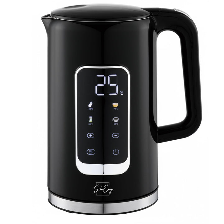 Siberg LCD Wasserkocher 1,7L – Edelstahl, Digitales Farb-Touch-Display, 13 Temperaturstufen, Warmhal