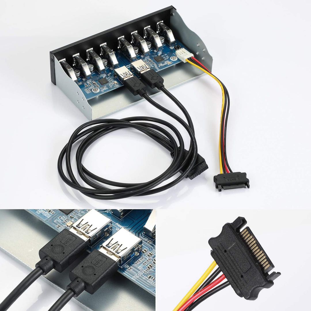 MZHOU USB Front Panel, USB3.0 19PIN 8-Port hub Optical Drive Extension Front Panel Adapter for PC Co