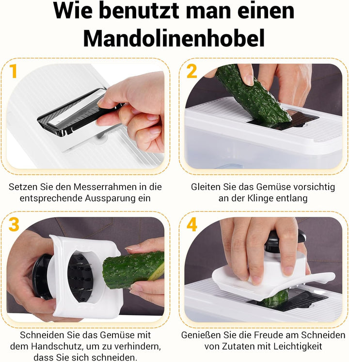 Gemüseschneider, Mandoline Gemüsehobel, Gurkenhobel Zwiebelschneider, 12 in 1 Multifunktionaler Gemü
