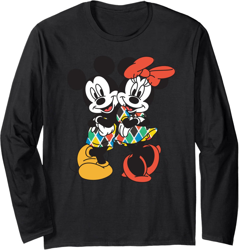 Disney Arlecchino Mickey and Minnie Mouse Italian Carnival Langarmshirt