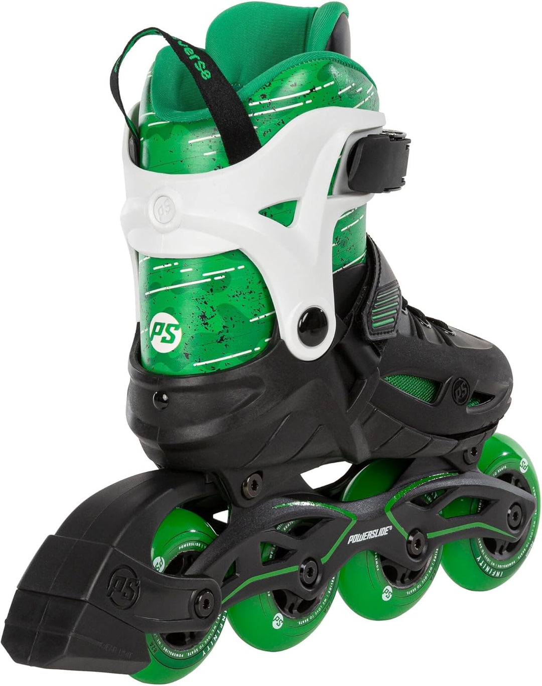 Powerslide Inline Skates Universe 4W Green, grössenverstellbar, Grün für Kinder, ABEC 7 Kugellager,