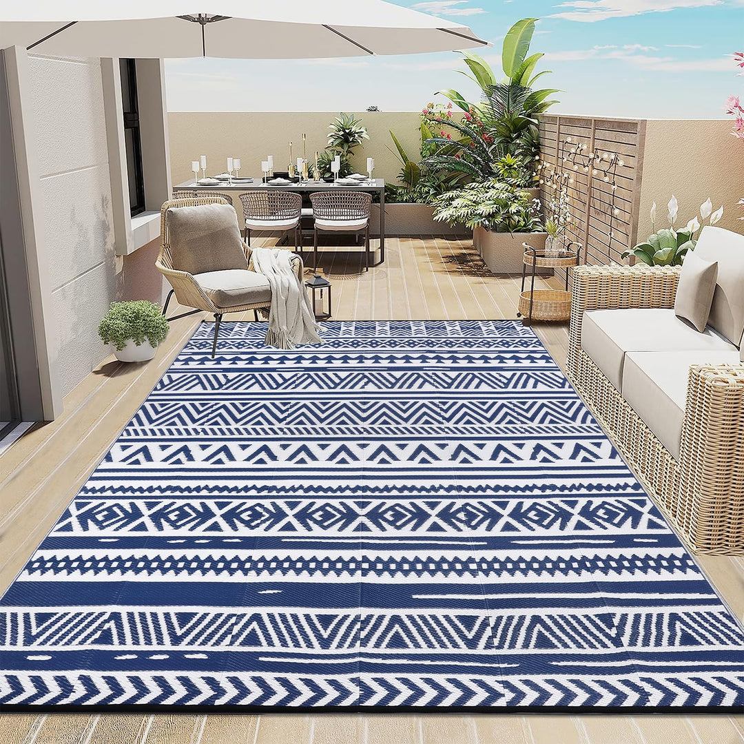 Enyhom Faltbare Outdoorteppich Gross 180 x 270 cm, Plastik Wende Aussenteppich Bodenmatte, Wasserfes