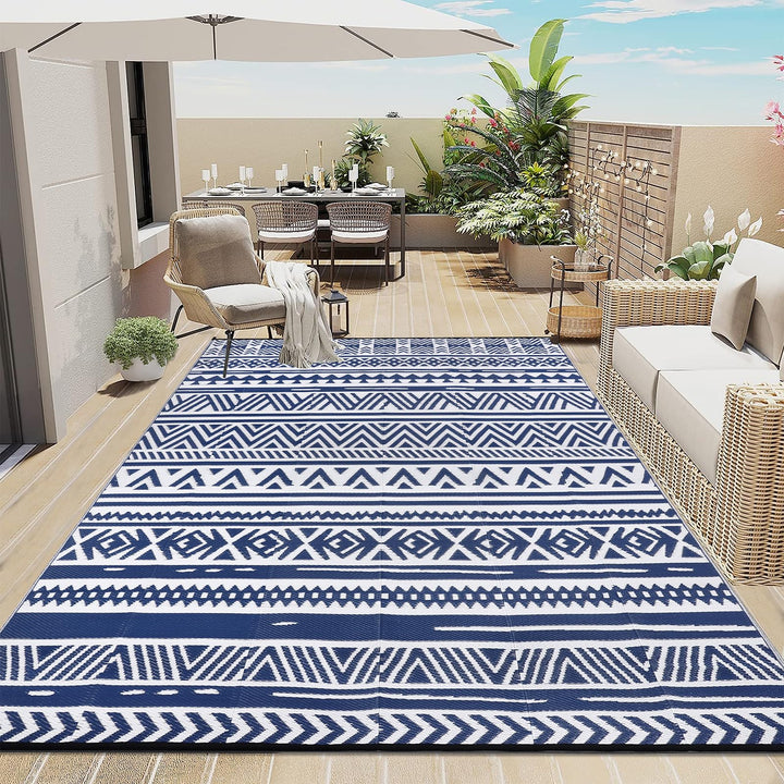 Enyhom Faltbare Outdoorteppich Gross 180 x 270 cm, Plastik Wende Aussenteppich Bodenmatte, Wasserfes