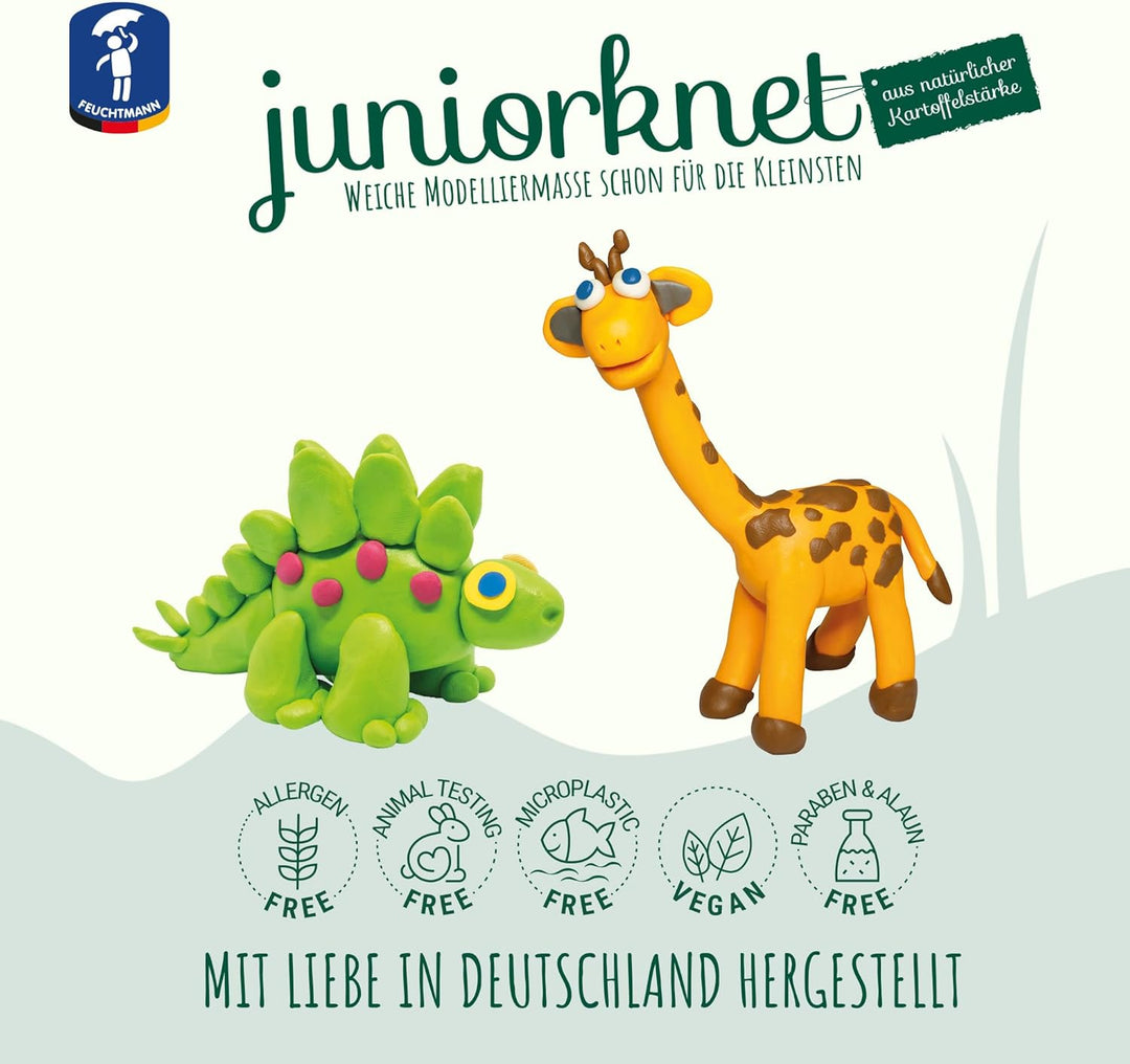 Feuchtmann JUNiORKNET Maxi | Knetset 14 x 35g weiche Kinderknete in Stangen | vegane glutenfreie Spi