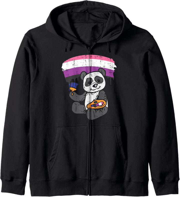 Panda Painting Animal LGBTQ Genderfluid Flag Non-Binary Kapuzenjacke