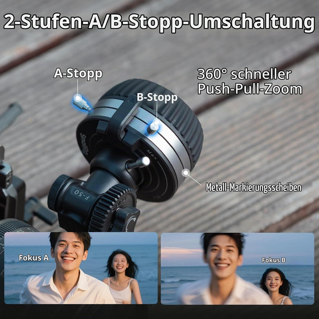SMALLRIG Follow Focus F50 mit stufenloser dynamischer Dämpfungshebeleinstellung und A/B-Anschlägen,