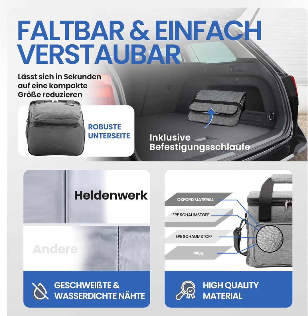 HELDENWERK Kühltasche klein & faltbar 10L, Isolierte Thermo Lunchtasche für Essen & Getränke, wasser