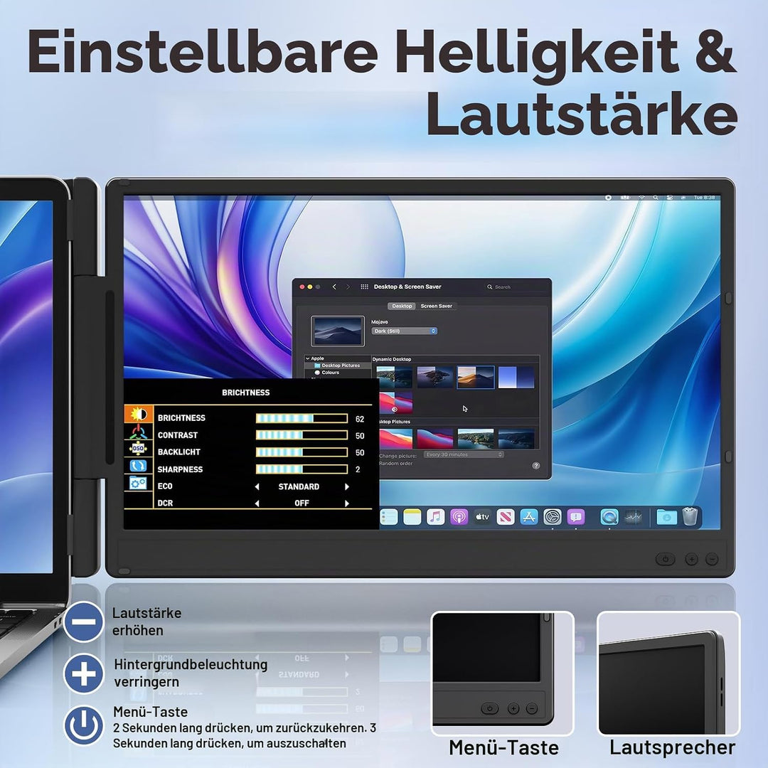 KEFEYA Laptop Bildschirm Erweiterung für Alle Laptops 120% sRGB FHD Duble-14"