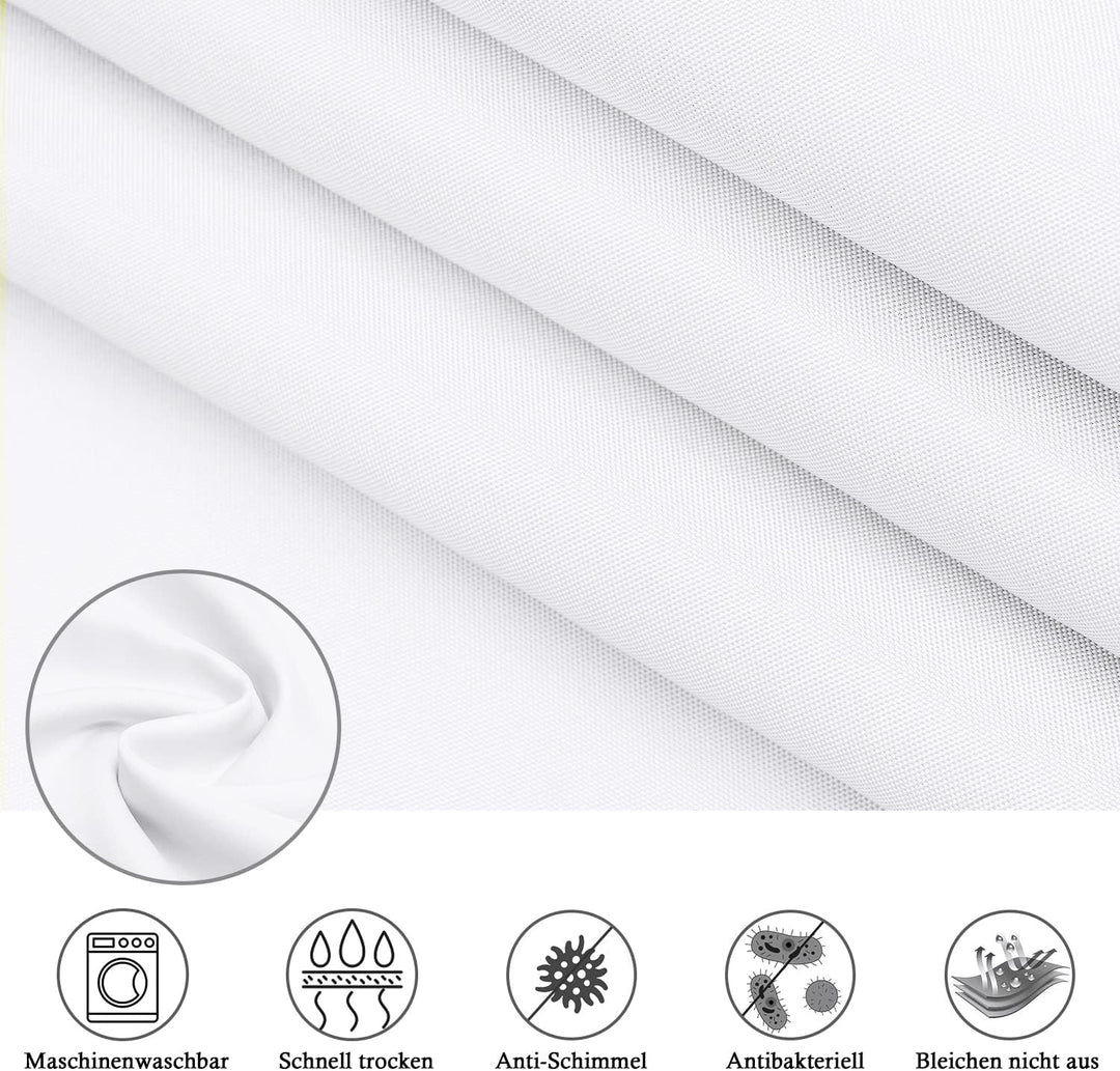 EurCross Weiss Schmal Duschvorhang 150x200 Textil Stoff Anti-Schimmel Badevorhang, Wasserdicht Wasch