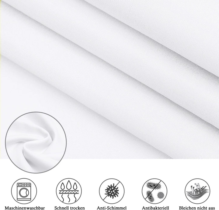 EurCross Weiss Schmal Duschvorhang 150x200 Textil Stoff Anti-Schimmel Badevorhang, Wasserdicht Wasch
