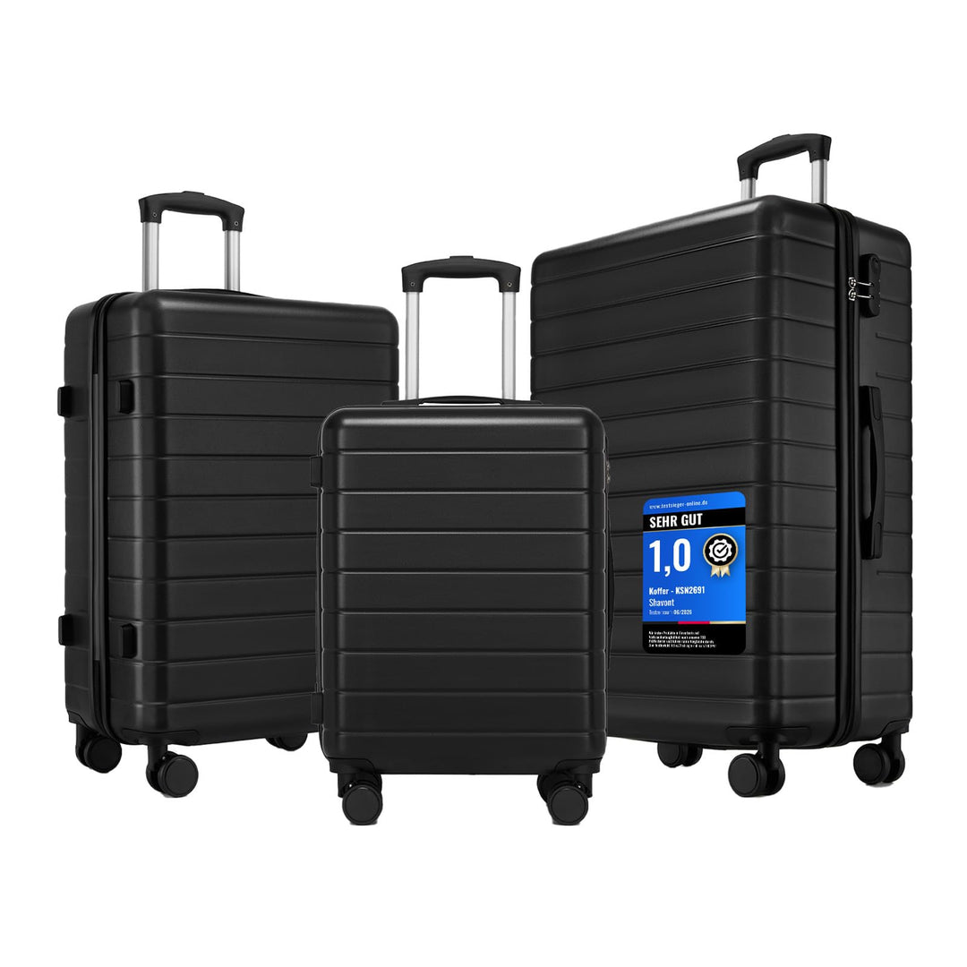 Koffer Set 3-teilig, Leichte ABS+PC-Hartschalenkoffer mit 4 Rollen | Leichte ABS+PC-Hartschale, pass